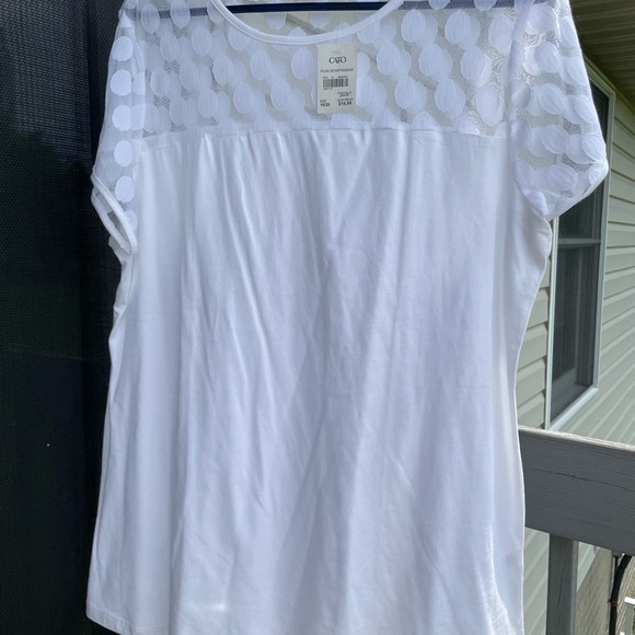 Cato Tops - Cato White Sheer Dot Sleeve Blouse